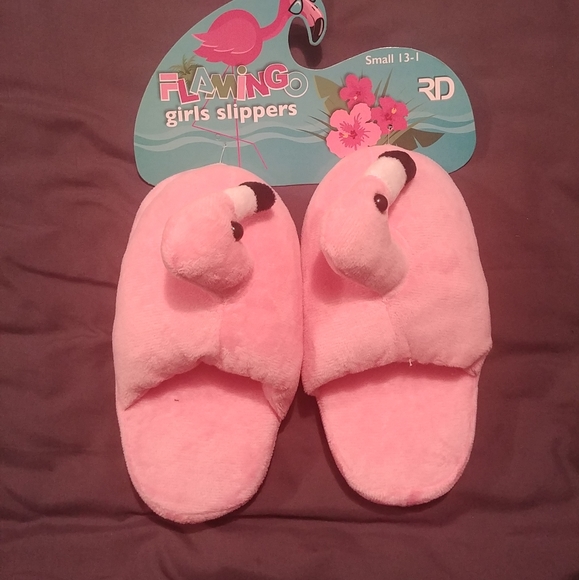 Kids Pink Flamingo slippers - Picture 1 of 3